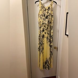 Eliza J full lenght pleated lined dress with thin gold belt. Size 12